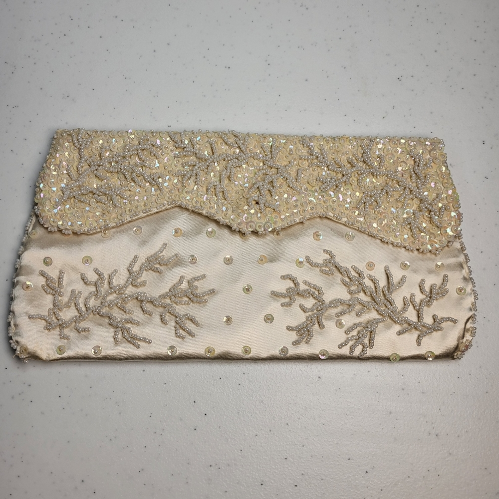 Clutch Purse Vintage Satin and Beads